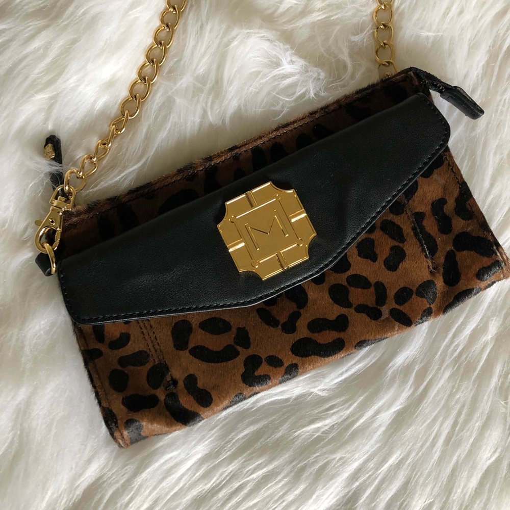 Monet Leopard faux fur Clutch handbag